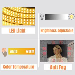 84 in. W x 48 in. H Rectangular Frameless LED Light Anti-Fog Wall Bathroom Vanity Mirror with Front Light