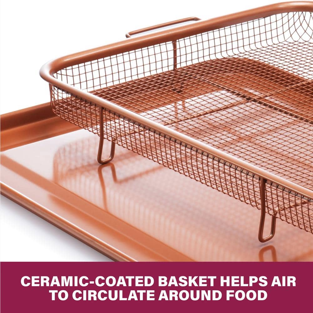 Gotham Steel Copper Nonstick Air Fryer Crisper Tray Set