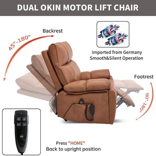 aisword Caramel Oversized Dual Motor Genuine Leather Power Lift