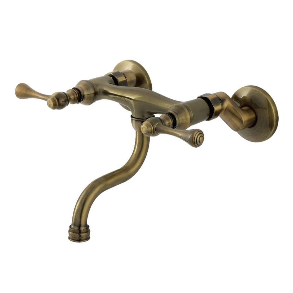 Kingston Double Handle Wall Mount Bathroom Faucet in Antique Brass price history on PriceWatchPro