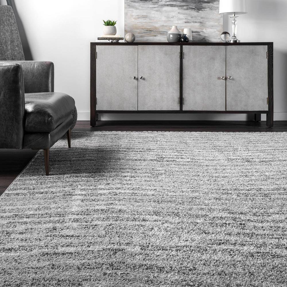 Gray Round Synthetic Reversible Area Rug, 4'0"x4'0"