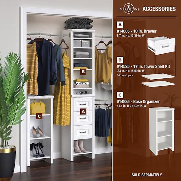 ClosetMaid - Impressions Basic 48 in. W - 112 in. W White Wood Closet System