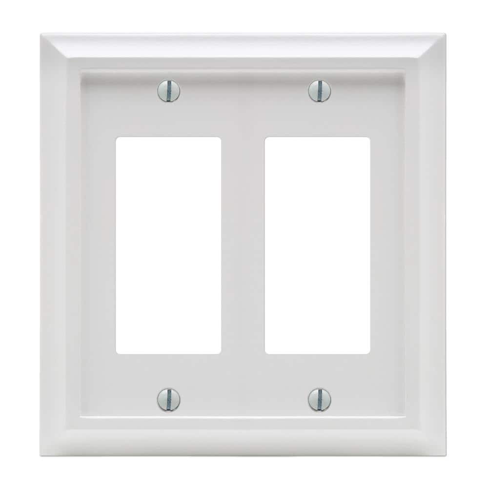 White Wood 2-Gang Rocker Wall Plate