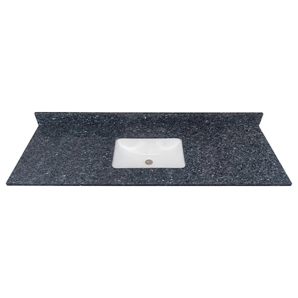 Home Decorators Collection 61 in. W x 22 in D Granite White Rectangular Single Sink Vanity Top in Blue