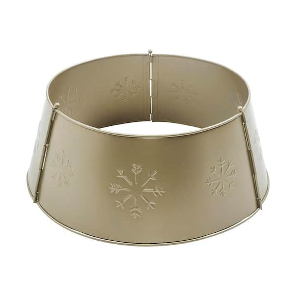 Stamped Snowflake 20 in. D Metal Antique Gold Tree Collar