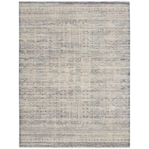 Lynx Ivory Blue 9 ft. x 11 ft. All-over design Transitional Area Rug