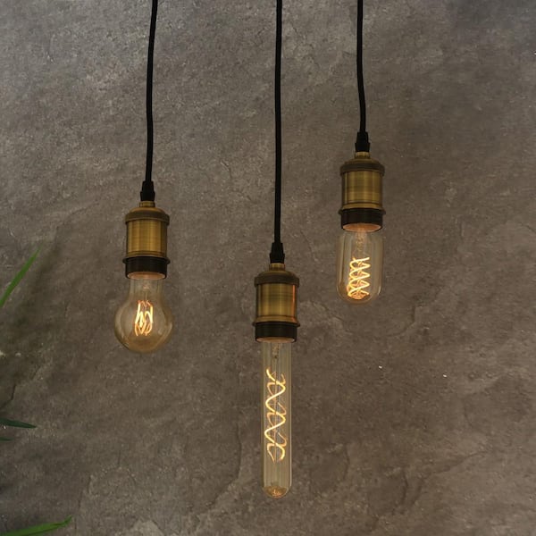 40-Watt Equivalent T14 Dimmable Spiral Filament Amber Glass E26 Vintage Edison LED Light Bulb, Warm White