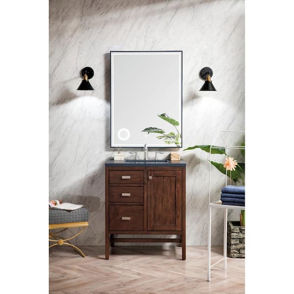 James Martin Vanities Addison 30 in. W x 23.5 in. D x 35.5 in. H Single Vanity in Mid Century Acacia with Quartz Top in Charcoal Soapstone