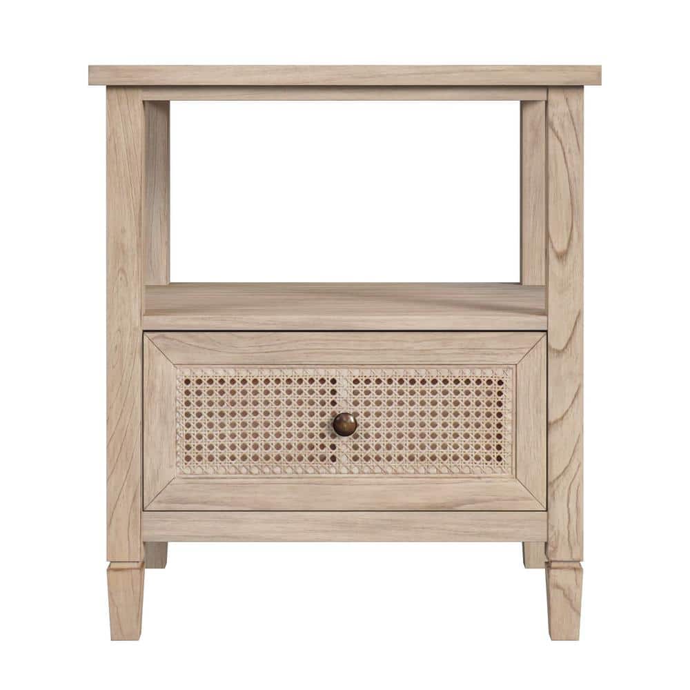 Flagstaff Natural Wood and Cane 1-Drawer Nightstand