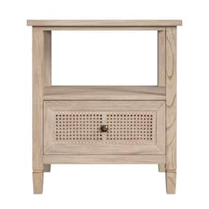 Flagstaff Natural 1-Drawer 25 in. W. Cane Nightstand