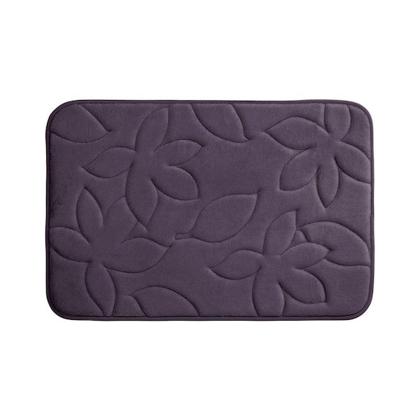 BounceComfort Blowing Leaves Plum 17 in. x 24 in. Memory Foam Bath Mat