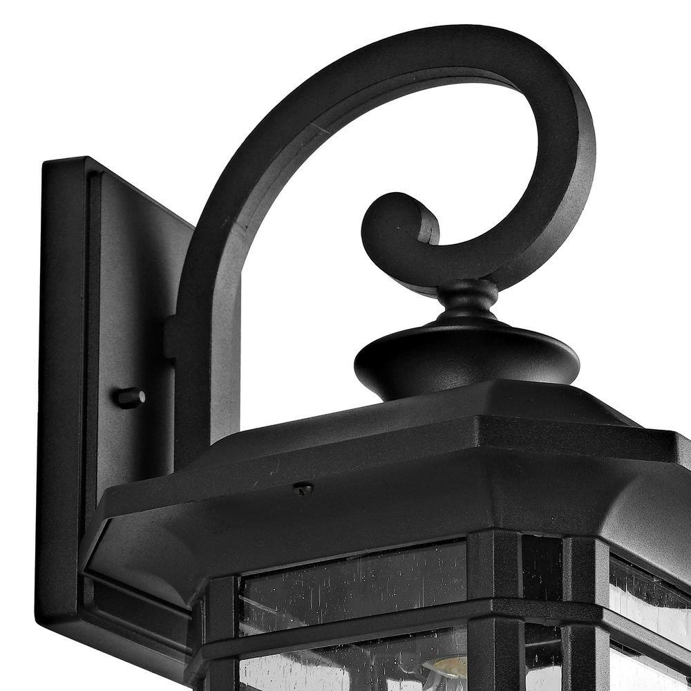 Cendra Black Aluminum Outdoor Lantern Sconce with Clear Glass