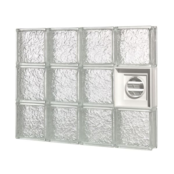 Pittsburgh Corning 17.25 in. x 45.5 in. x 3 in. GuardWise Dryer-Vented IceScapes Pattern Glass Block Window