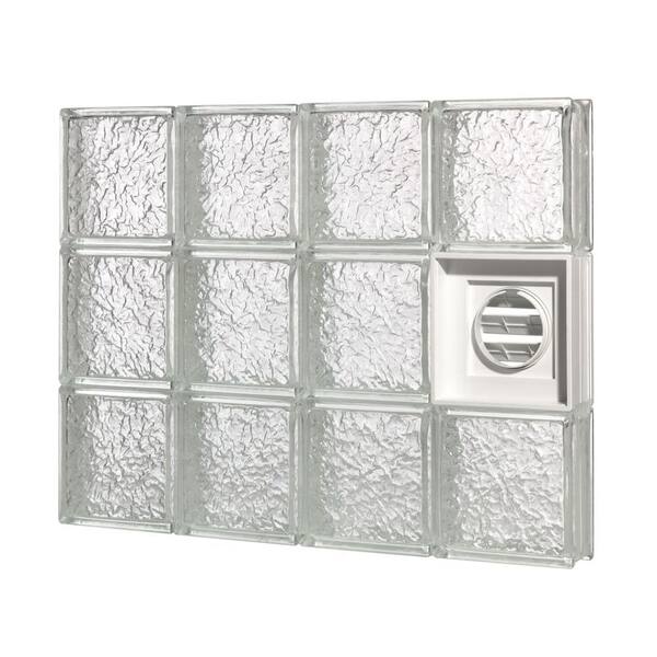 Pittsburgh Corning 19.25 in. x 45.5 in. x 3 in. GuardWise Dryer-Vented IceScapes Pattern Glass Block Window