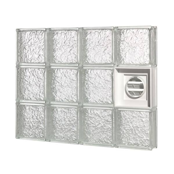 Pittsburgh Corning 28.75 in. x 33.5 in. x 3 in. GuardWise Dryer-Vented IceScapes Pattern Glass Block Window