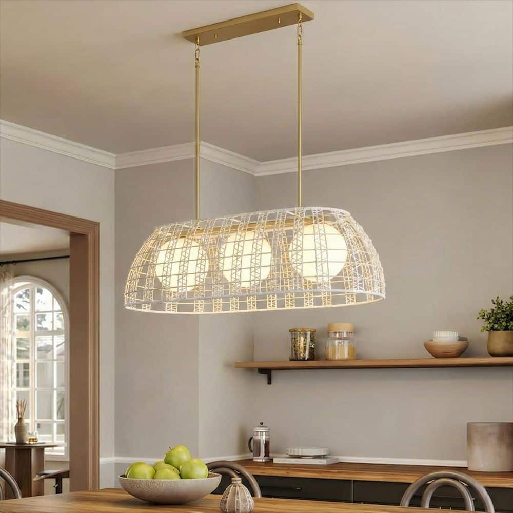 aiwen 43.7 in. 3-Light Gold Rectangular Farmhouse Chandelier