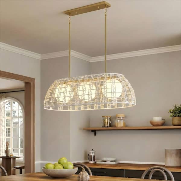 aiwen 43.7 in. 3-Light Gold Rectangular Farmhouse Chandelier