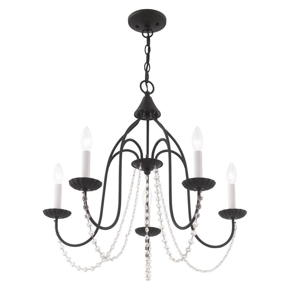 Mini Alessia 5-Light Black Crystal Chandelier