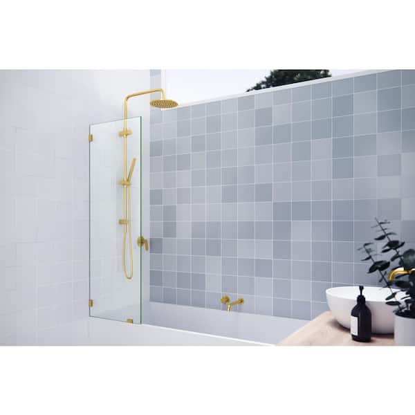 Glass Warehouse 58.25 in. x 21.5 in. Frameless Shower Bath Fixed Panel