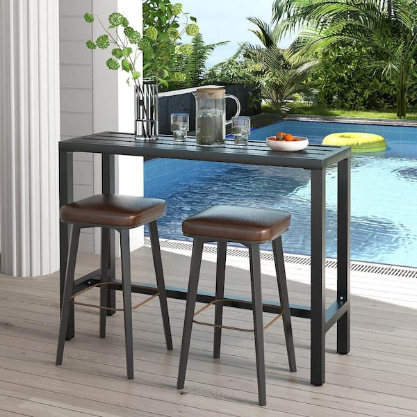Black Metal 48 in. 4-Legs Dining Table Seats 4