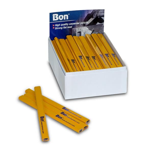 Bon Tool Carpenter Pencils in Yellow Casing Medium Black Lead (72-Pack)