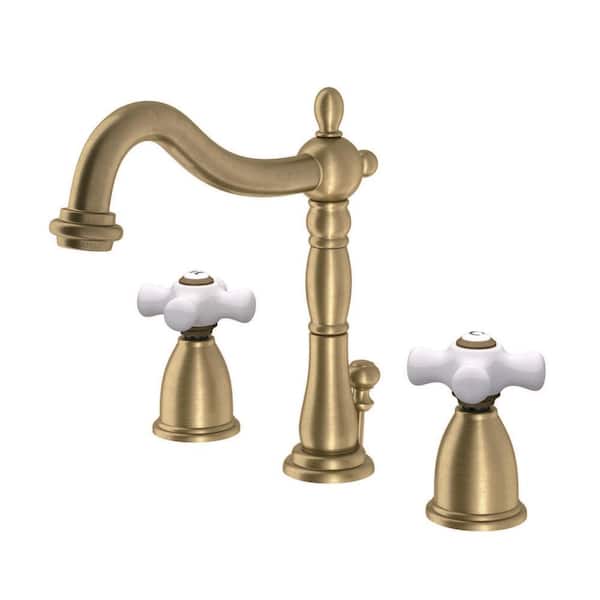 Kingston Brass Heritage 8 in. Widespread 2-Handle Bathroom Faucet in Brushed Brass