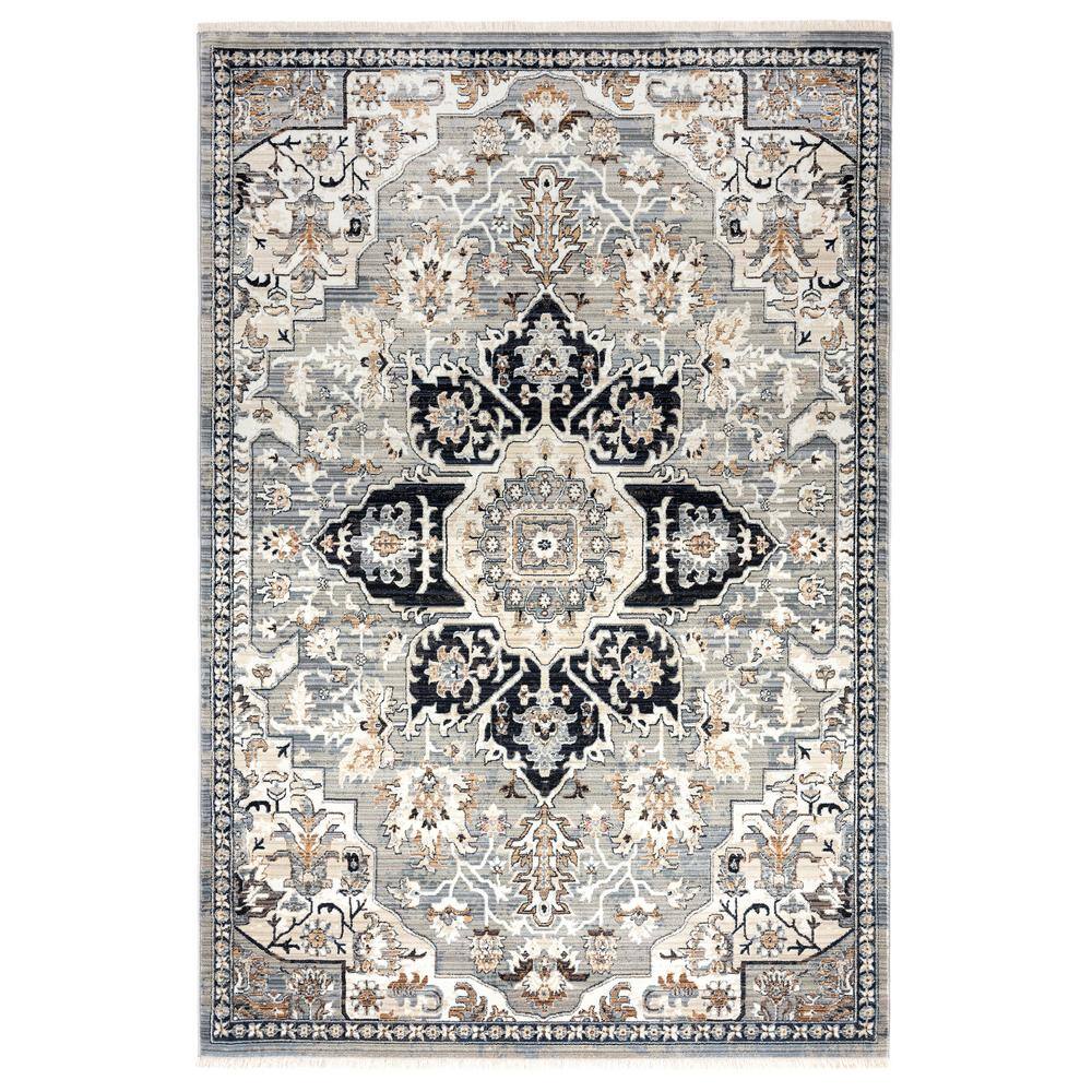 Home Dynamix Bazaar Dazzle Grey/Blue 9 Ft. X 12 Ft. Medallion Area Rug ...