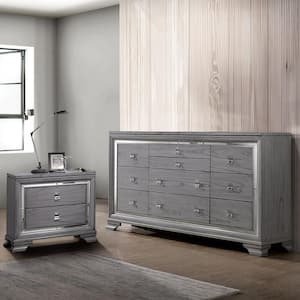 Tannon Light Gray 2-Drawer 30 in. Nightstand and Dresser