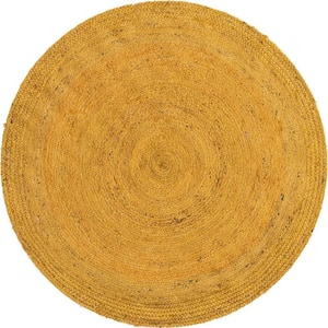 Braided Jute Dhaka Yellow 5 ft. 1 in. x 5 ft. 1 in. Area Rug