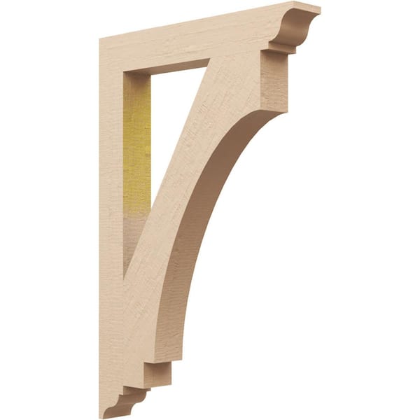 Ekena Millwork 3.5 in. x 36 in. x 24 in. Imperial Traditional Rough Cedar Woodgrain Timberthane Polyurethane Bracket, Primed Tan