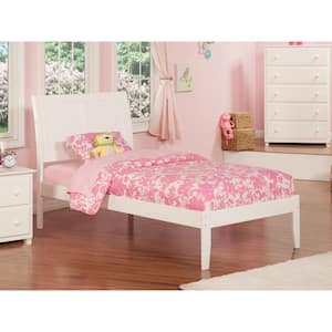 Portland White Twin XL Platform Bed with Open Foot Board