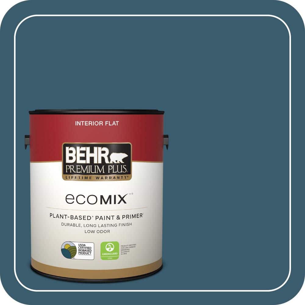 BEHR PREMIUM PLUS 1 gal. #550F-7 Blue Spell Flat EcoMix Plant-Based ...