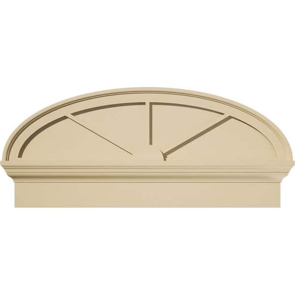 34 in. W x 15-3/8 in. H x 2-3/4 in. P Elliptical 3 Spoke Signature Urethane Combination Pediment, Primed Tan