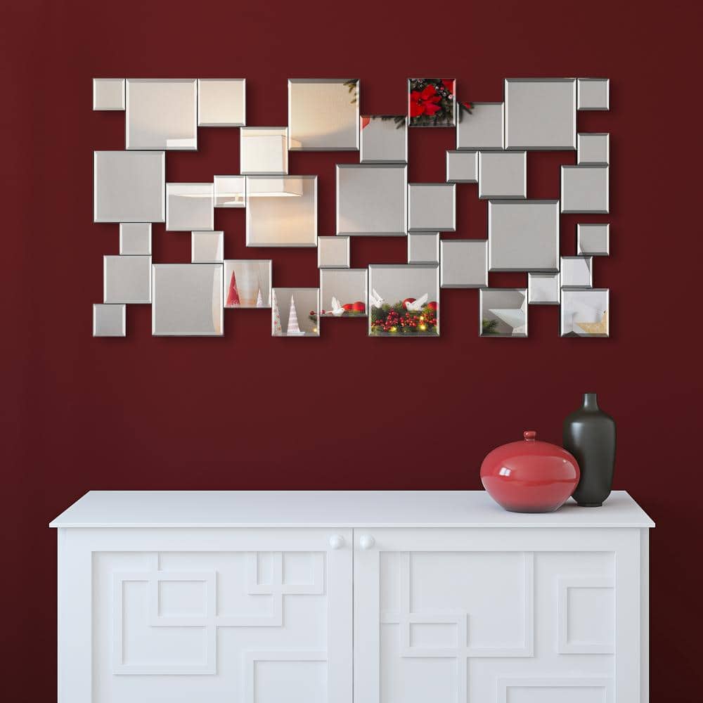 Elegant Frameless Rectangular Full Length Wall Mirror, 24" x 48"