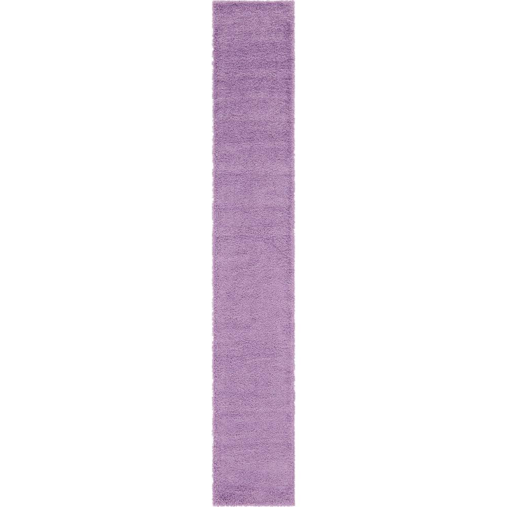 Solid Shag Collection Area Rug (2 ft. 7 in. x 16 ft. 5 in. Runner Lilac) price history on PriceWatchPro