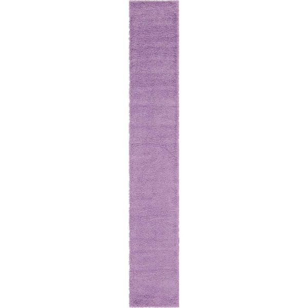 Solid Shag Collection Area Rug (2 ft. 7 in. x 16 ft. 5 in. Runner Lilac)