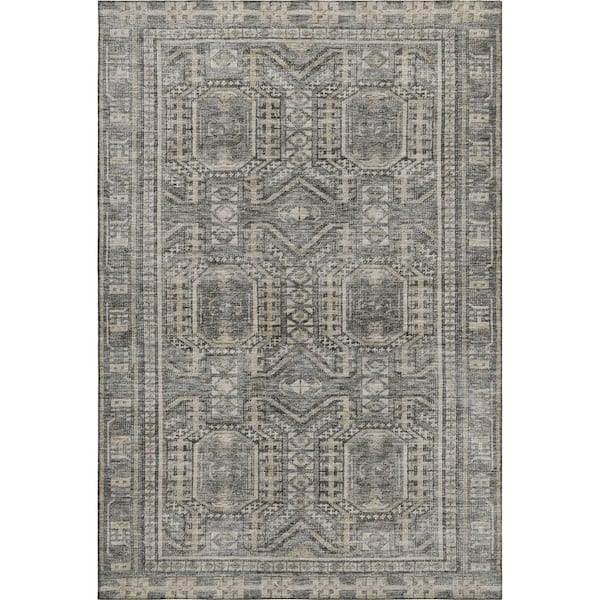 Mayfield Premium Machine Washable Abstract AMF1920 Pewter 10 ft. x 14 ft. Area Rug