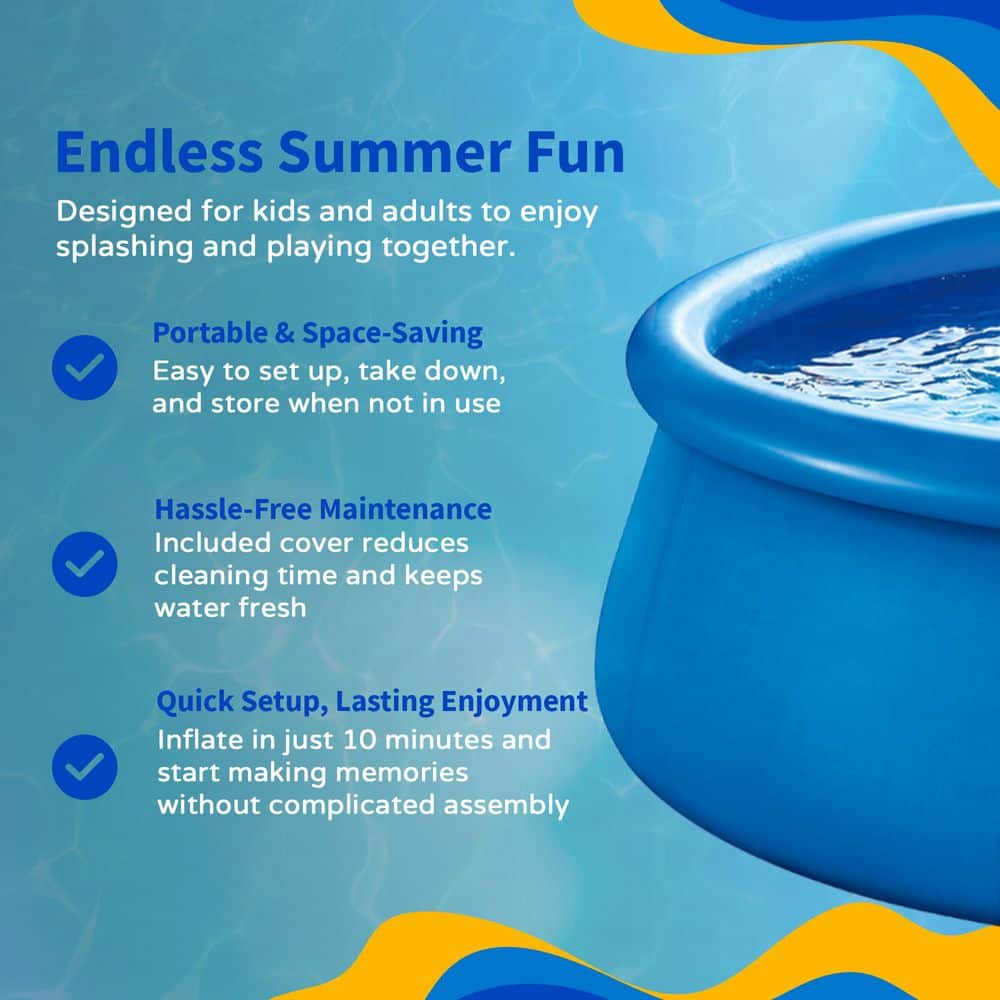 Blue Wave 9ft Round Inflatable Family Pool with Cover
