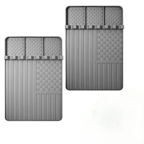 Silicone Grill Mat Compatible with Blackstone BBQ Griddle Tool Mat with Drip Pad 2-Piece Gray