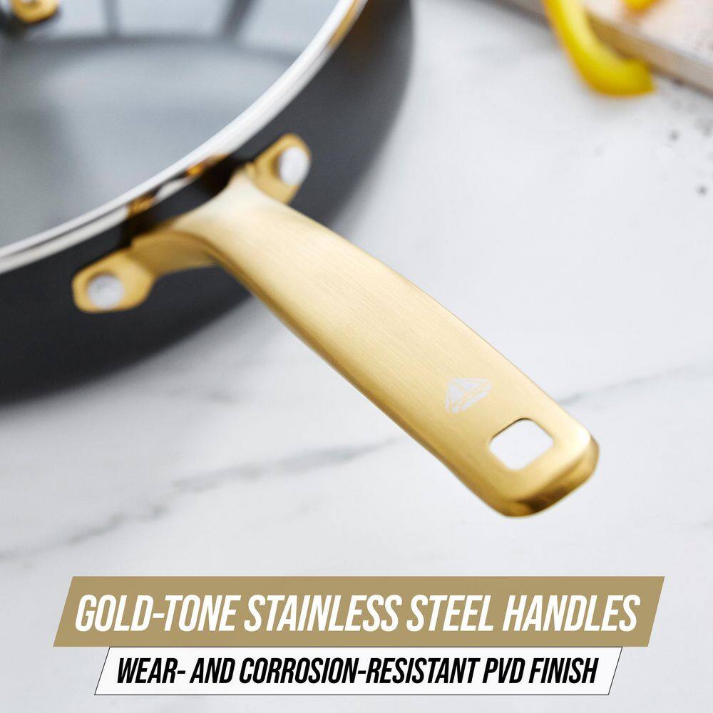 Gold and Black 4QT Nonstick Aluminum Saute Pan