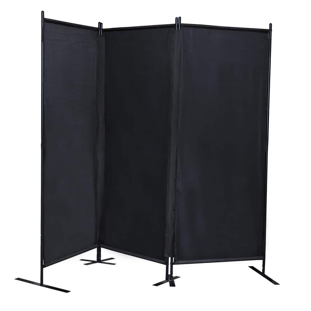 6 ft. 3-Panel Portable Room Divider Folding Privacy Screen with Metal Stand