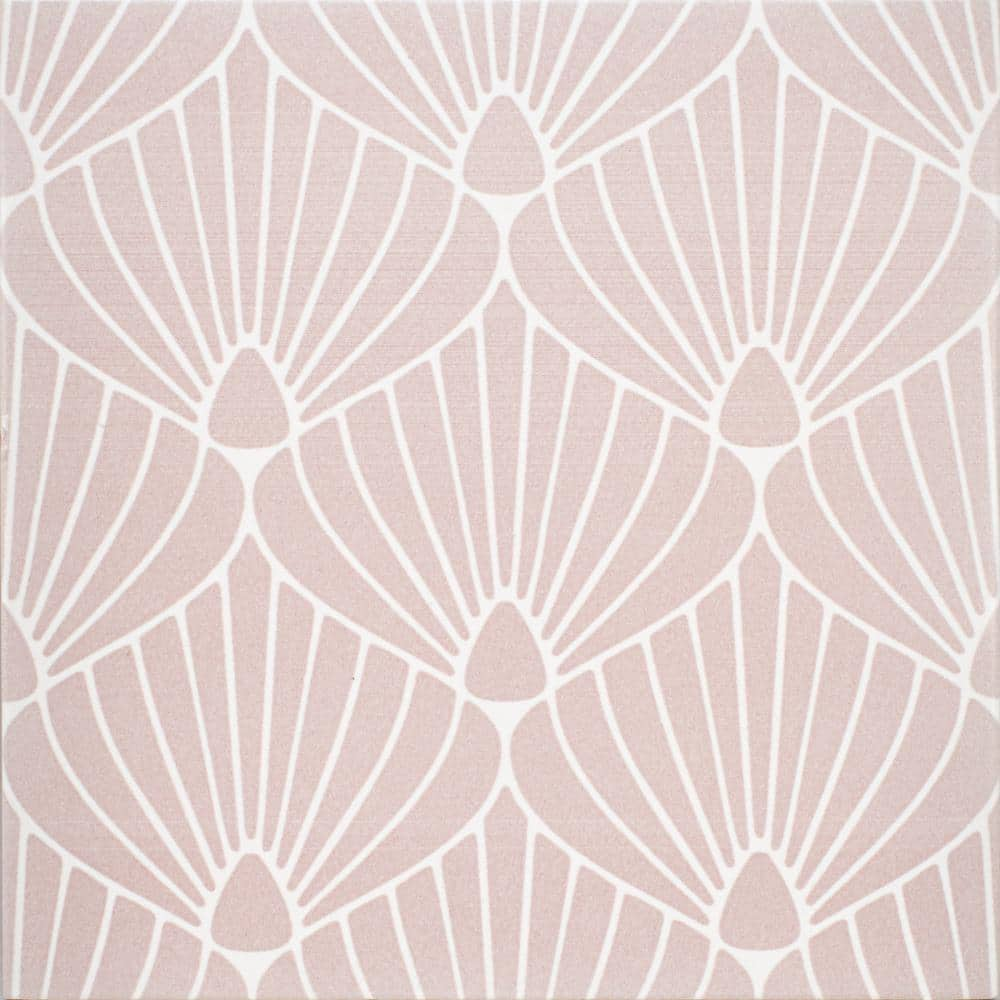 *bid per sqft* Epoque Shell Pink/White 8 in. x 8 in. Matte Ceramic Floor and Wall Tile (12.7 sq. ft./Case)