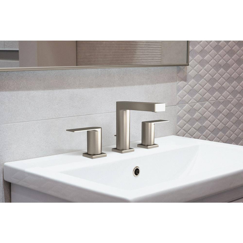 Brushed Nickel Widespread 2-Handle Bathroom Faucet with Drain Assembly