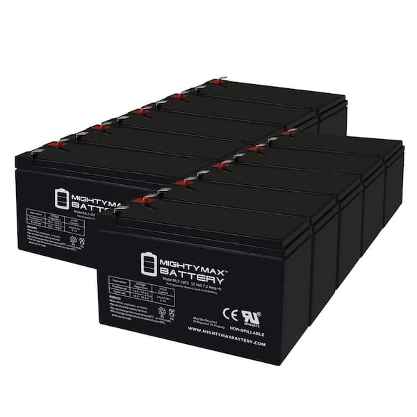 MIGHTY MAX BATTERY 12 VOLT 7.2 AH F2 TERMINAL SLA BATTERY - PACK OF 10  MAX3974822 - The Home Depot