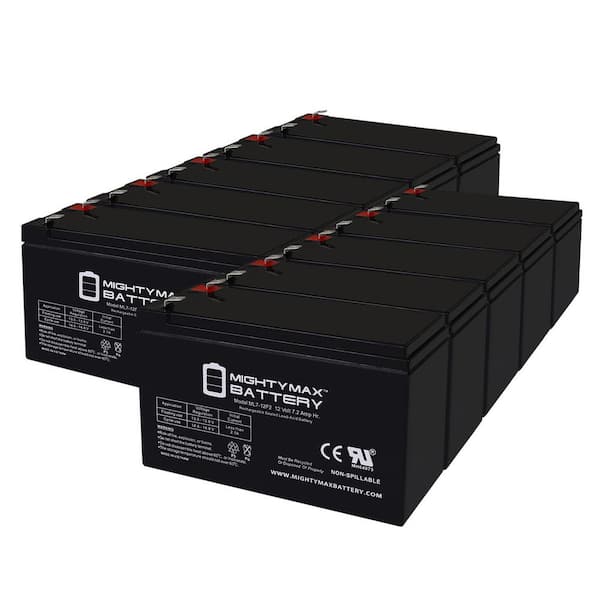 MIGHTY MAX BATTERY 12V 7Ah F2 Replacement Battery for Computer Back Up Power - 10 Pack