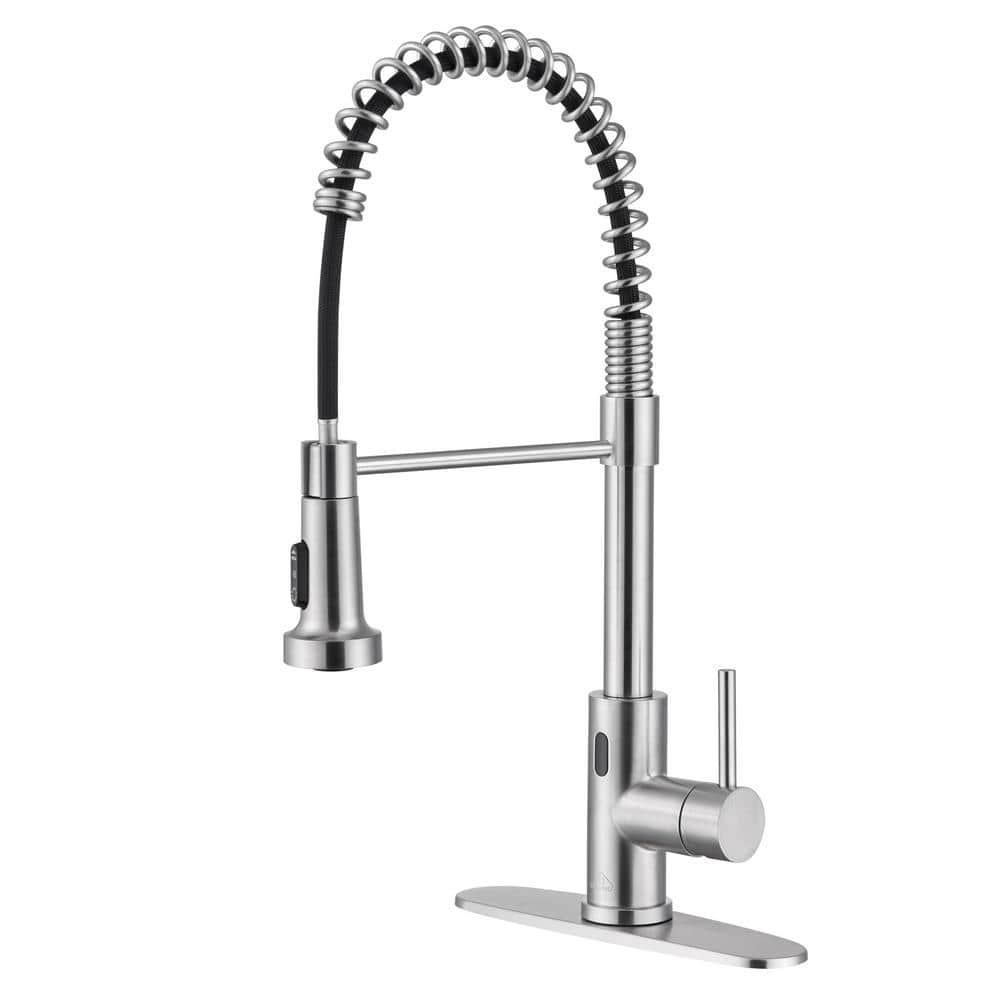 Boyel Living Touchless Sensor Single Handle Stainless Steel Pull Down Sprayer Kitchen Faucet in Brushed Nickel