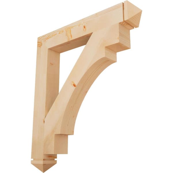 Ekena Millwork 5.5 in. x 48 in. x 42 in. Douglas Fir Merced Arts and Crafts Smooth Bracket