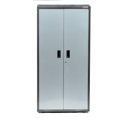 Ready-to-Assemble Steel Freestanding Garage Cabinet in Silver Tread (36 in. W x 72 in. H x 18 in. D)