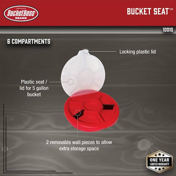 BUCKET BOSS 12.25 in. 5 Gal. Bucket Plastic Seat Lid Small Parts