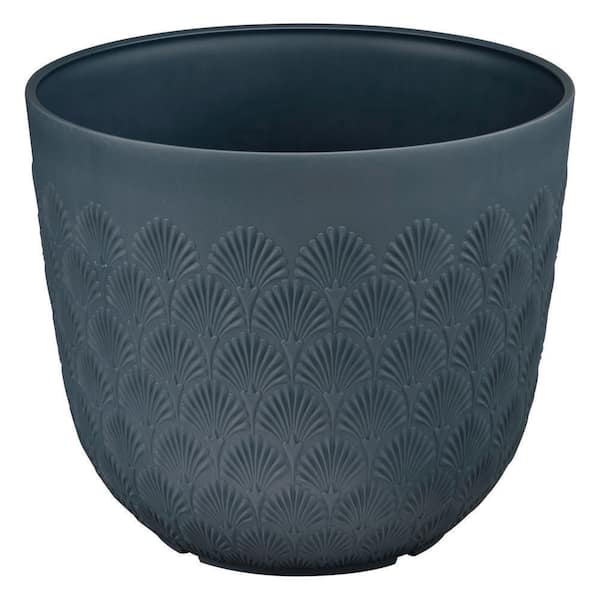 Vigoro 14 in. Aviva Black Scalloped Deep Sea Recycled Materials Planter (14 in. D x 12 in. H)